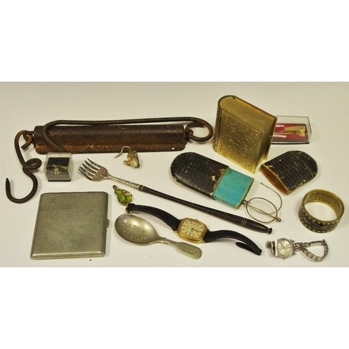 301 - Boxes and Objects - a Victorian silver long-handled preserve fork, Birmingham 1899; a large brass sp... 