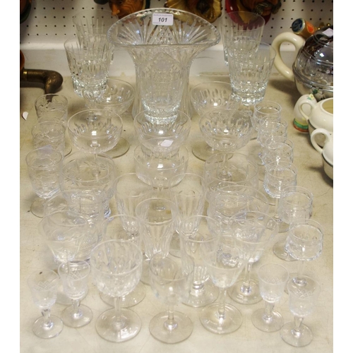 101 - Glassware - a lead crystal suite of champagne coupes; lead crystal white wine glasses; others;  etc ... 