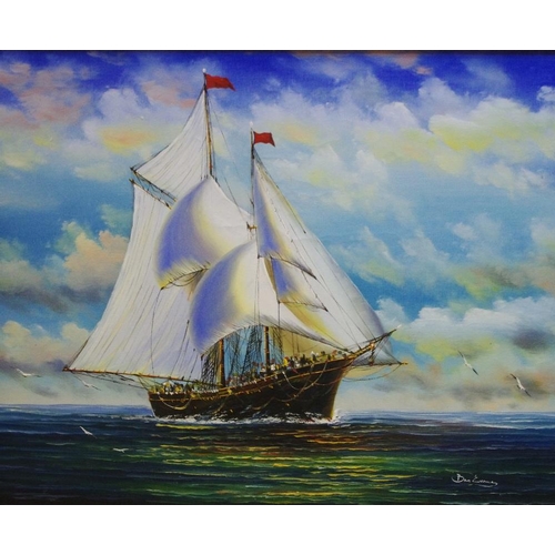 105 - Ben Evans  Clipper In Full Sail, a seascape signed, oil on canvas