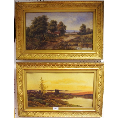 110 - G.Crosby Rural scene oil on canvas, framed; another Misty Moorland Scene (2)