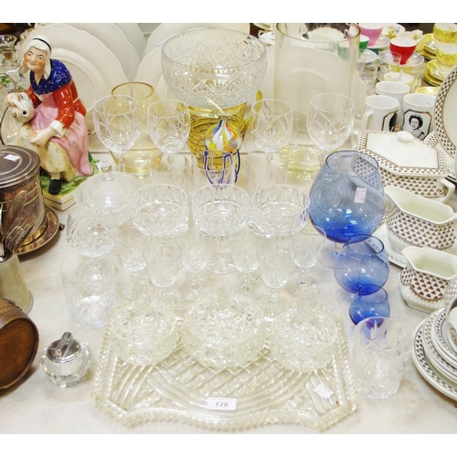 128 - Glassware - Edinburgh crystal sundae dishes; Thomas Webb fruit bowl; other crystal including wine gl... 