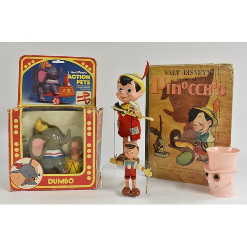 1 - Walt Disney Dumbo battery operated, plastic, made in Hong Kong, pop up action, in original box; Pino... 