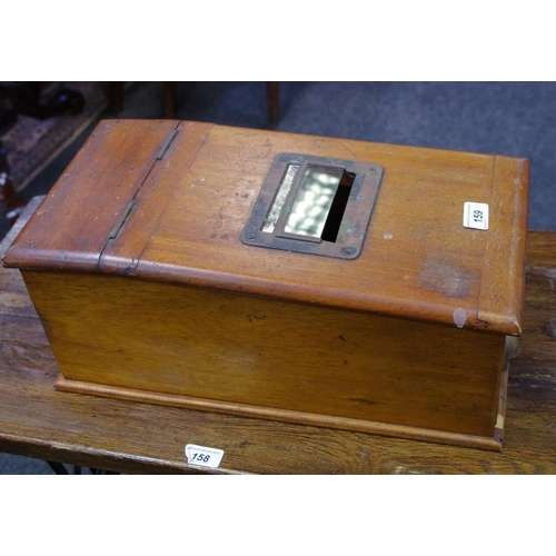 159 - A vintage mahogany desk top cash register.