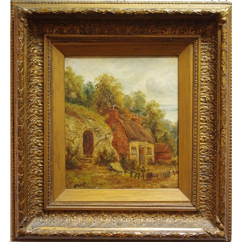 165 - English School (19th century) A Homely Cottage bears signature S Parrot, oil on canvas, period frame... 