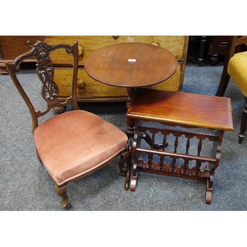 172 - A Victorian mahogany nursing chair, pierced splat, stuffed over seat, French cabriole forelegs; a Ge... 