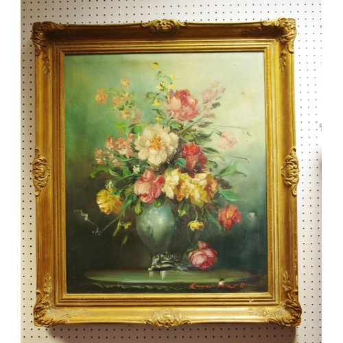 181 - Kawan Kinear, Still Life of Flowers in a Vase, signed, oil on canvas