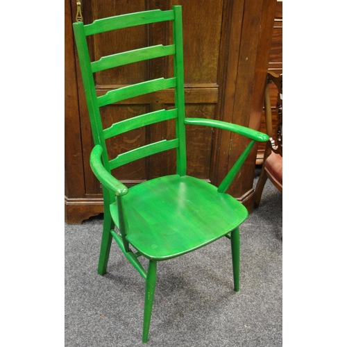 188 - An unusual green Ercol ladder back chair.