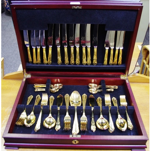 191 - A comprehensive canteen of Westminster Cutlery Co. Ltd, 24ct gold plated, mahogany case