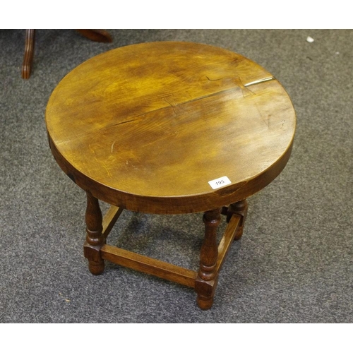 195 - A Derbyshire craftsman made circular beech occasional/coffee table, the natural fault line inset wit... 