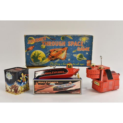 132 - Tinplate - Mars Explorer, Schylling Collection series, windup toy; Space Dog, windup toy, Schylling,... 