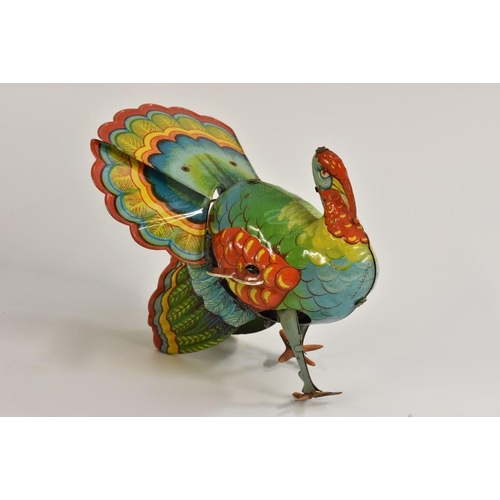 143 - An ALPS Japanese mechanical Turkey, windup toy,  reproduction box
