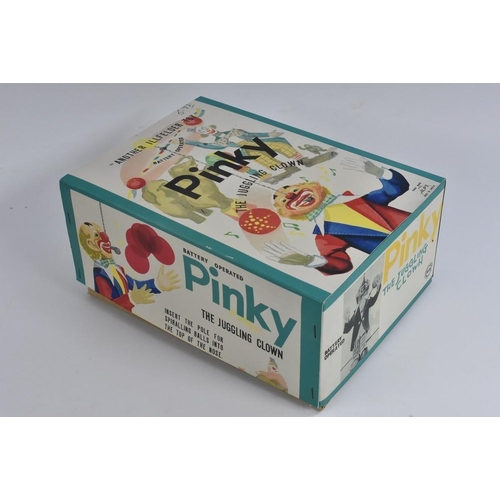 147 - An Alps, Japan Pinky The Juggling Clown, tin plate, battery operated, boxed