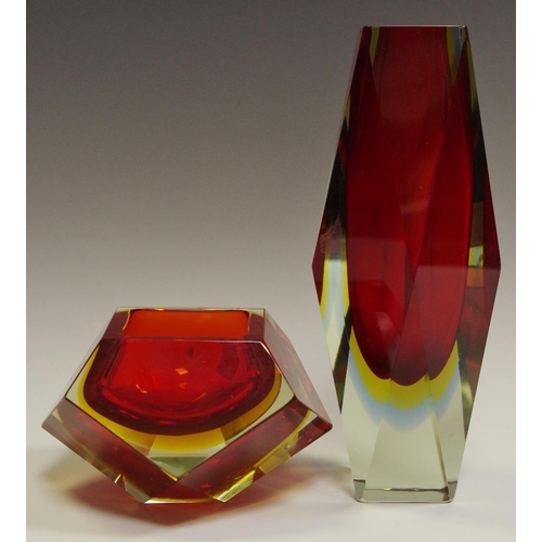 60 - Two 1960's Sommerso Italian glass vases