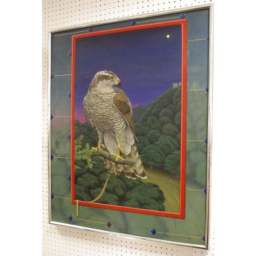 232 - Neil F. Adcock (20th century) Goshawk signed, dated 1985-88 and titled to verso, oil on canvas, 77cm... 