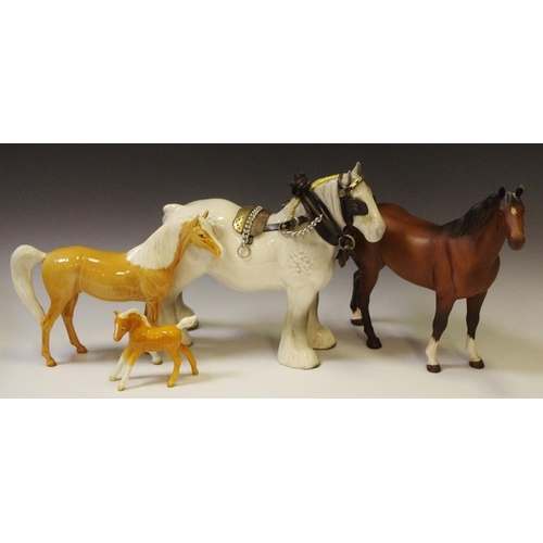 66 - Beswick Horses - Shire Mare, in grey;  Swish Tail, brown matt; others (4)