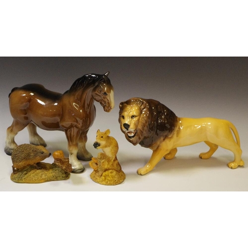 67 - Ceramics - a Beswick lion, Melba horse, Aynsley hedgehog, etc (4).