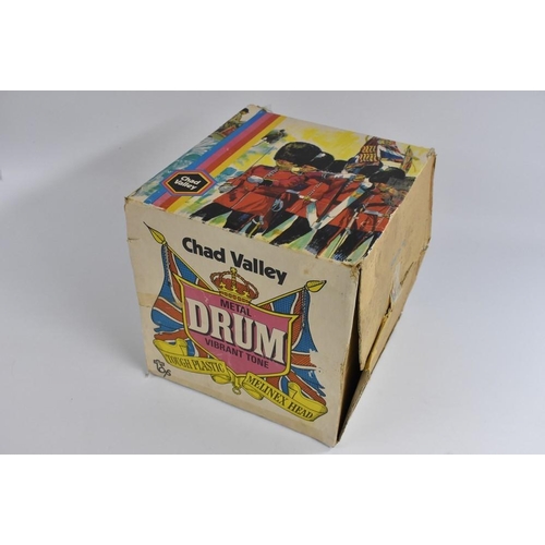 16 - A Chad Valley drum, metal, plastic and melinex, includes drumsticks, boxed