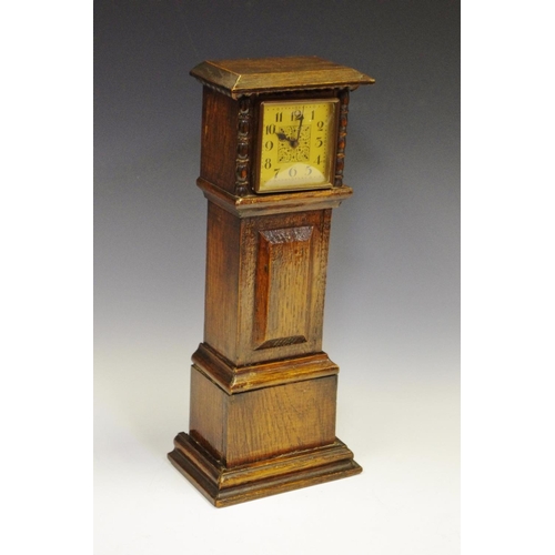 251 - A Scratch Built Miniature grandfather clock, square gold dial, black Roman numerals, manual movement... 