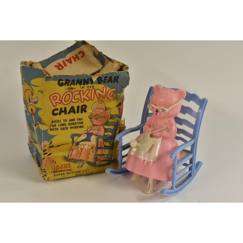 175 - Granny Bear in her Rocking Chair, wind up, made by Vogue Mechanical Toys in England, plastic, with o... 