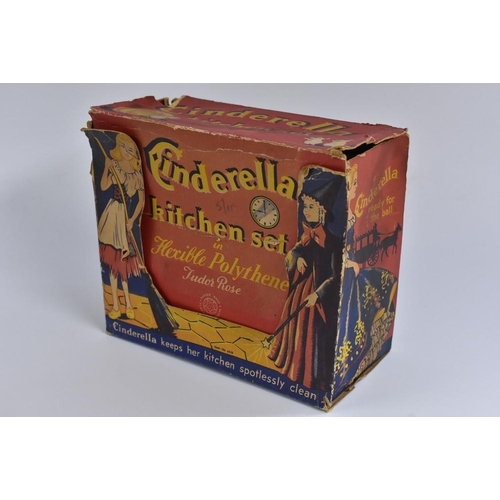 179 - A Cinderella pull along carriage, Cinderella dustpan, tinplate, Cinderella Kitchen set in original b... 
