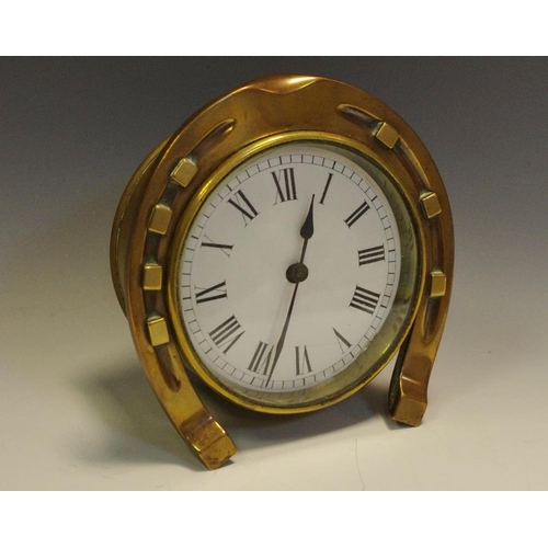 274 - A 19th century brass horseshoe mantel clock