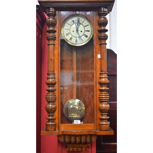469 - A late 19th century walnut wall clock, probably German, c.1900