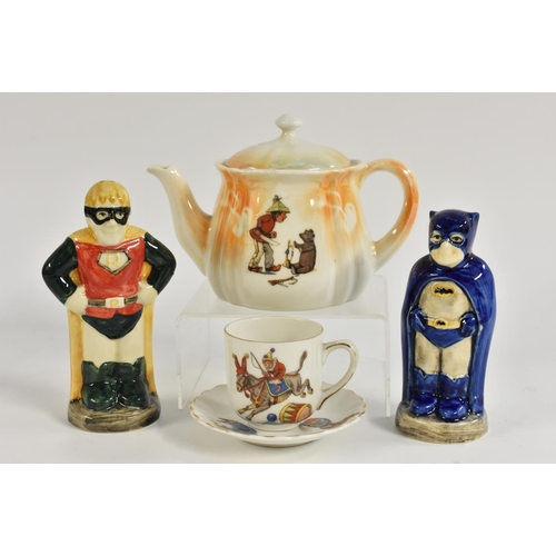 243 - Batman and Robin salt and pepper set, from 'Only Fools and Horses' TV show, ceramic; child's teapot,... 