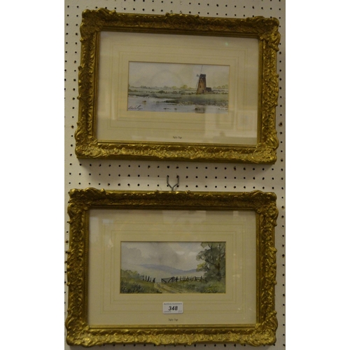 348 - Digby Page  Windmill and Herds, a pair,  signed watercolours.