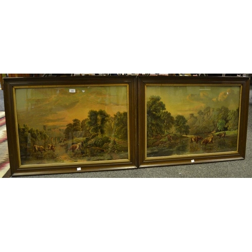 356 - A pair of prints, rural scenes, cattle at riverside, B. Cook