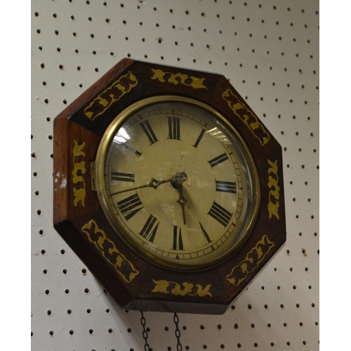 370 - A 19th century rosewood and brass Boule type marquetry wall clock, Roman numerals