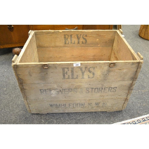 396 - Advertising - a vintage crate Ely Removers & Storers, Wimbledon SW19.