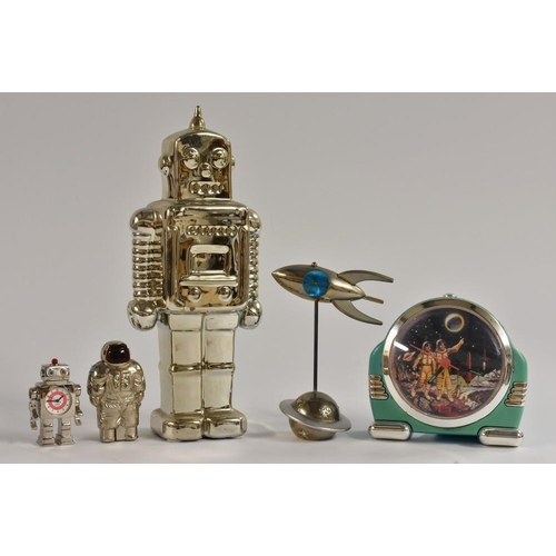 32 - A mid 20th century novelty ceramic money box, as a Silver Robot, Silver robot;  another;  a novelty ... 