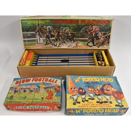 47 - Horse Racing game, by Shensei, made in Hong Kong, plastic, in original box; Blow Football, made in E... 