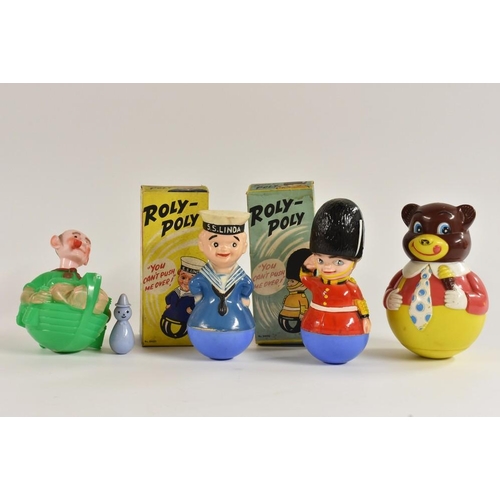 6 - Roly Poly Toys, Hong Kong,  - a sailor, the cap inscribed S.S. Linda, boxed;  another, Guardsman, bo... 