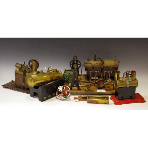 83 - A static live steam engine by Mersey Model Co. Ltd of Liverpool, mounted on a wooden plinth; others ... 