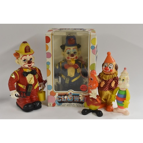 92 - Toys - Clowns, Bump'N Bobby Clown, 1980's;  another, Fireman;  others, two polyurethane Clowns;  a C... 