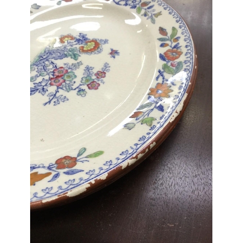 13 - A Mason's Ironstone Swansea pattern dinner service for twelve, comprising dinner plates, dessert pla... 