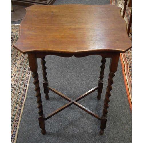 127 - An oak shaped occasional table, barley twist legs, c.1930