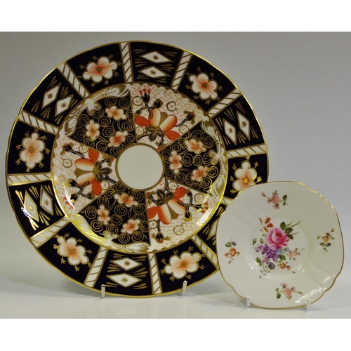 2 - A Royal Crown Derby 2451 pattern dinner plate, printed mark;  a Posies pattern saucer (2)