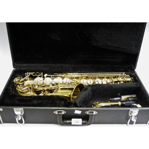 24 - A Barkley Saxophone cased.