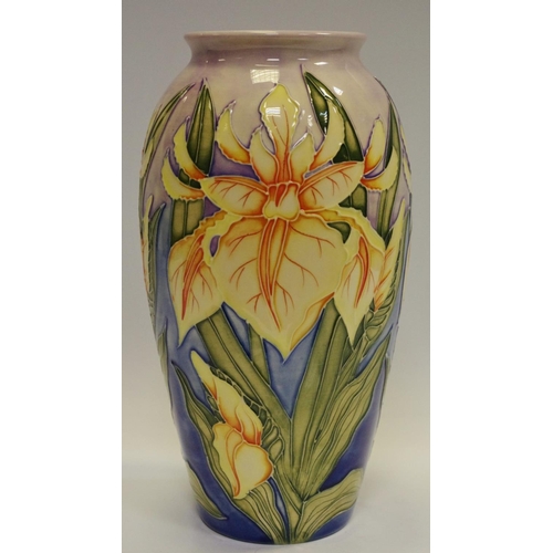 3 - A Moorcroft Windrush pattern baluster shaped vase, designed by  Debbie Hancock decorated with iris o... 