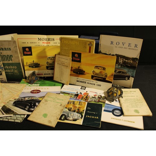 408 - Automobilia - motoring leaflets and manuals, including convertible Unique Citroen; Morris Rover; Aus... 