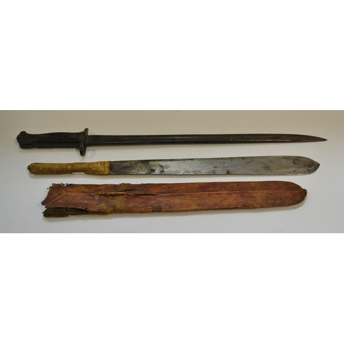 38 - Tribal Art - a Massai Warner knife,a chassepot bayonet, (2).