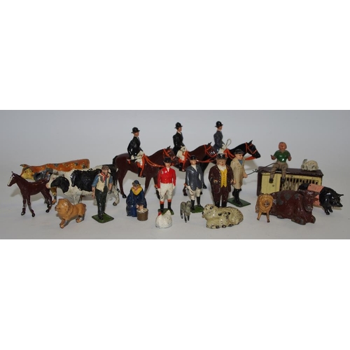 52 - Toys - Britains Limited articulated fox hunting lead figures, others including farm stock etc.; an F... 