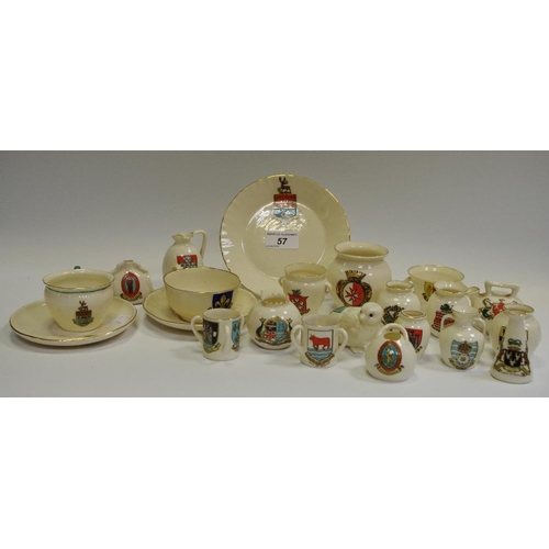 57 - Crested Ware Wagons And Other, teacups, kettle, urn, etc.