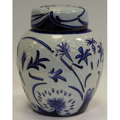 8 - A Moorcroft ginger jar and cover decorated in the Midnight Summer pattern (from the Midsummer Surpri... 