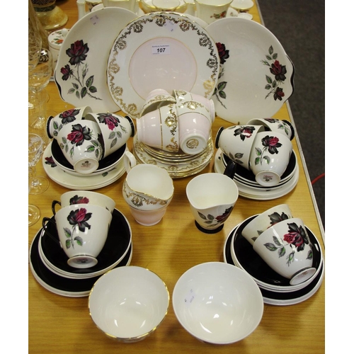 107 - Royal Albert Part Tea Service Masquerade Pattern, including tea cups, saucers, milk, sucrier, etc an... 