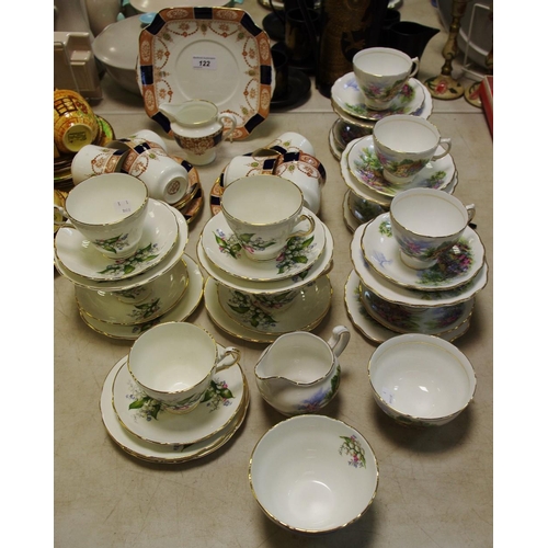 122 - Ceramics - teawares including teacups, saucers, plates, sucrier, etc, various makes including Colclo... 