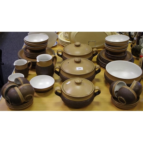 341 - A Denby Cotswold Dinner and Tea Service, comprising four tureens, six dinner plates, seven medium pl... 