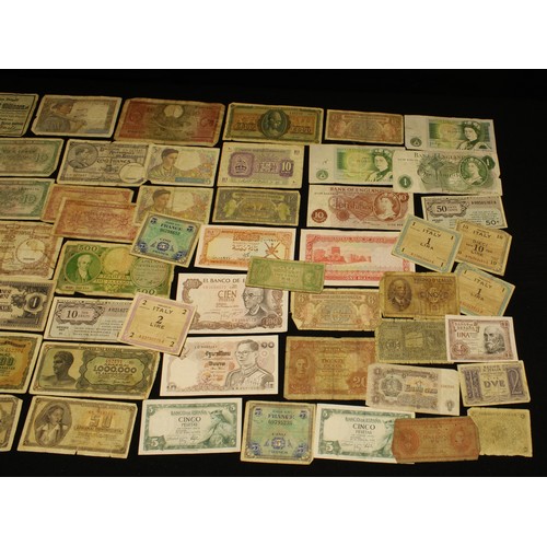 470 - Banknotes - a small collection of mainly well-used banknotes, 20th century, many WW2 issues, also in... 